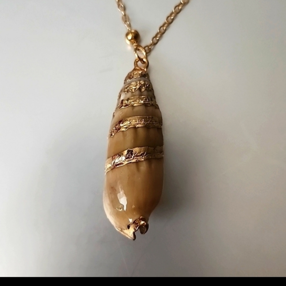 Genuine SHELL 14K Gold Plated NECKLACE - Picture 4 of 5